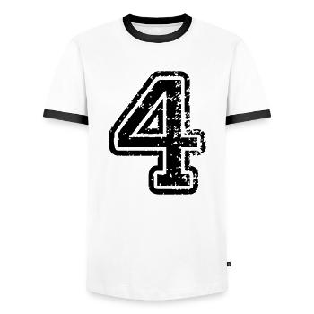 4 - Nummer - Männer Kontrast-T-Shirt - Weiß/Schwarz - Vorne - AI Model Female 172 light (172cm) & AI Model Male 178 dark (178cm)