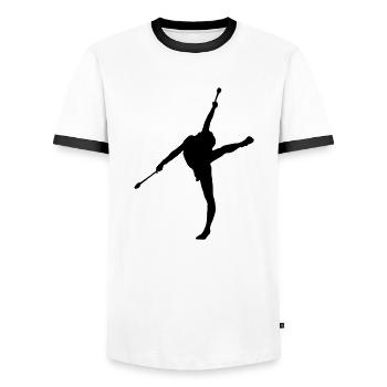 Rhythmic Gymnastics 1 - Men's Ringer Shirt - white/black - Front - AI Model Female 172 light (172cm) & AI Model Male 178 dark (178cm)
