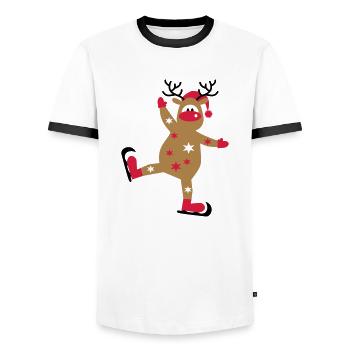Jour de Noël - T-shirt contrasté Homme - blanc/noir - Devant - AI Model Female 172 light (172cm) & AI Model Male 178 dark (178cm)