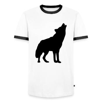 wolf_f1 - Männer Kontrast-T-Shirt - Weiß/Schwarz - Vorne - AI Model Female 172 light (172cm) & AI Model Male 178 dark (178cm)