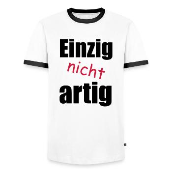 einzig_nicht_artig - Männer Kontrast-T-Shirt - Weiß/Schwarz - Vorne - AI Model Female 172 light (172cm) & AI Model Male 178 dark (178cm)