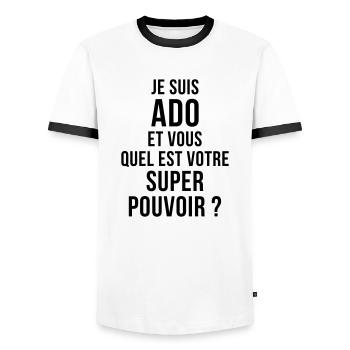 Teenager Teen Ado Jugendlicher Kid Enfant Kind - Men's Ringer Shirt - white/black - Front - AI Model Female 172 light (172cm) & AI Model Male 178 dark (178cm)