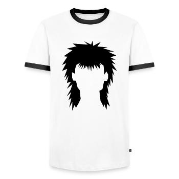 VOKUHILA - Männer Kontrast-T-Shirt - Weiß/Schwarz - Vorne - AI Model Female 172 light (172cm) & AI Model Male 178 dark (178cm)