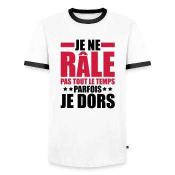 je ne râle pas tout le temps parfois je dors - T-shirt contrasté Homme - blanc/noir - Devant - AI Model Female 172 light (172cm) & AI Model Male 178 dark (178cm)