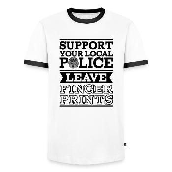 Support your local police and leave fingerprints - Men's Ringer Shirt - white/black - Front - AI Model Female 172 light (172cm) & AI Model Male 178 dark (178cm)