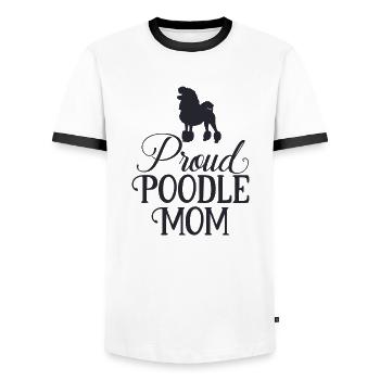 Stolze Pudel Mama 01 - Männer Kontrast-T-Shirt - Weiß/Schwarz - Vorne - AI Model Female 172 light (172cm) & AI Model Male 178 dark (178cm)