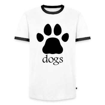 Chien chien - T-shirt contrasté Homme - blanc/noir - Devant - AI Model Female 172 light (172cm) & AI Model Male 178 dark (178cm)