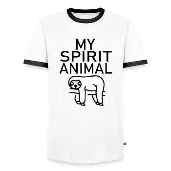 Fun Fun Funny - Men's Ringer Shirt - white/black - Front - AI Model Female 172 light (172cm) & AI Model Male 178 dark (178cm)