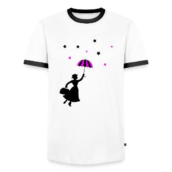 Mrs. Umbrella - Men's Ringer Shirt - white/black - Front - AI Model Female 172 light (172cm) & AI Model Male 178 dark (178cm)