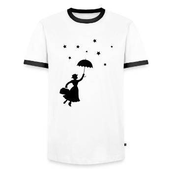 Mrs. Umbrella - Men's Ringer Shirt - white/black - Front - AI Model Female 172 light (172cm) & AI Model Male 178 dark (178cm)