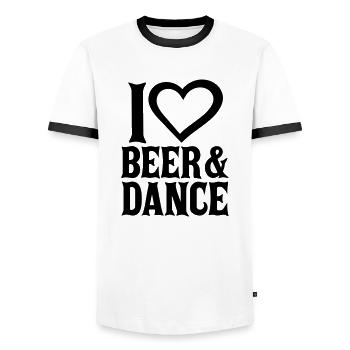 Bière et danse Amour - T-shirt contrasté Homme - blanc/noir - Devant - AI Model Female 172 light (172cm) & AI Model Male 178 dark (178cm)