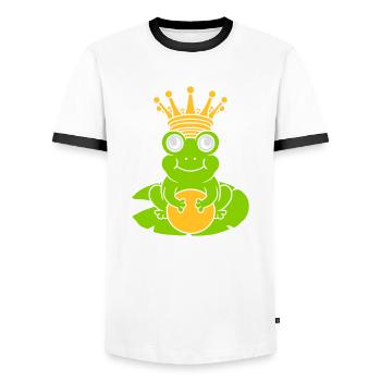 Le roi grenouille enchanté est assis nénuphar - T-shirt contrasté Homme - blanc/noir - Devant - AI Model Female 172 light (172cm) & AI Model Male 178 dark (178cm)