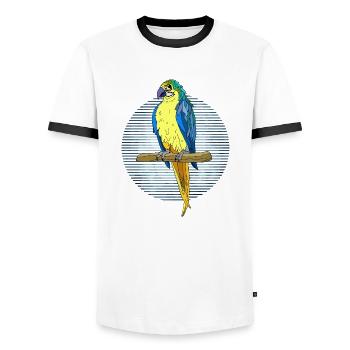 Oiseau - T-shirt contrasté Homme - blanc/noir - Devant - AI Model Female 172 light (172cm) & AI Model Male 178 dark (178cm)