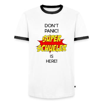 Super Schüler / Super Student - Männer Kontrast-T-Shirt - Weiß/Schwarz - Vorne - AI Model Female 172 light (172cm) & AI Model Male 178 dark (178cm)