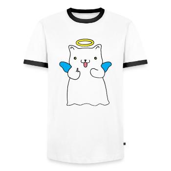 Ange espiègle - T-shirt contrasté Homme - blanc/noir - Devant - AI Model Female 172 light (172cm) & AI Model Male 178 dark (178cm)