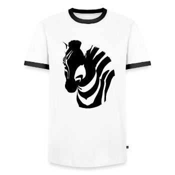 Fun Zebra Cartoon Nature Animal Safari Vector 9 - Men's Ringer Shirt - white/black - Front - AI Model Female 172 light (172cm) & AI Model Male 178 dark (178cm)