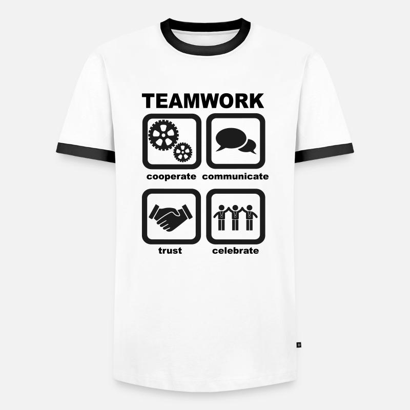 Teamwork - Männer Kontrast-T-Shirt - Weiß/Schwarz