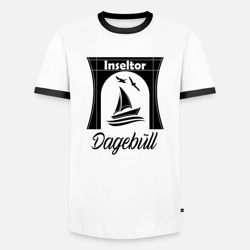 Dagebüll Inseltor - Männer Kontrast-T-Shirt - Weiß/Schwarz