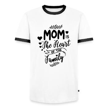 La mère est le cœur d’une famille - T-shirt contrasté Homme - blanc/noir - Devant - AI Model Female 172 light (172cm) & AI Model Male 178 dark (178cm)