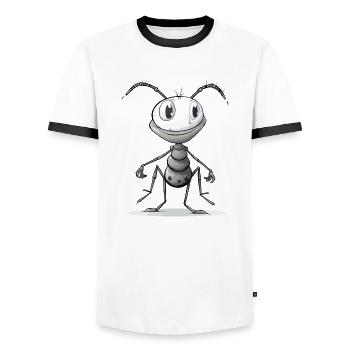 Iva the ant - Men's Ringer Shirt - white/black - Front - AI Model Female 172 light (172cm) & AI Model Male 178 dark (178cm)