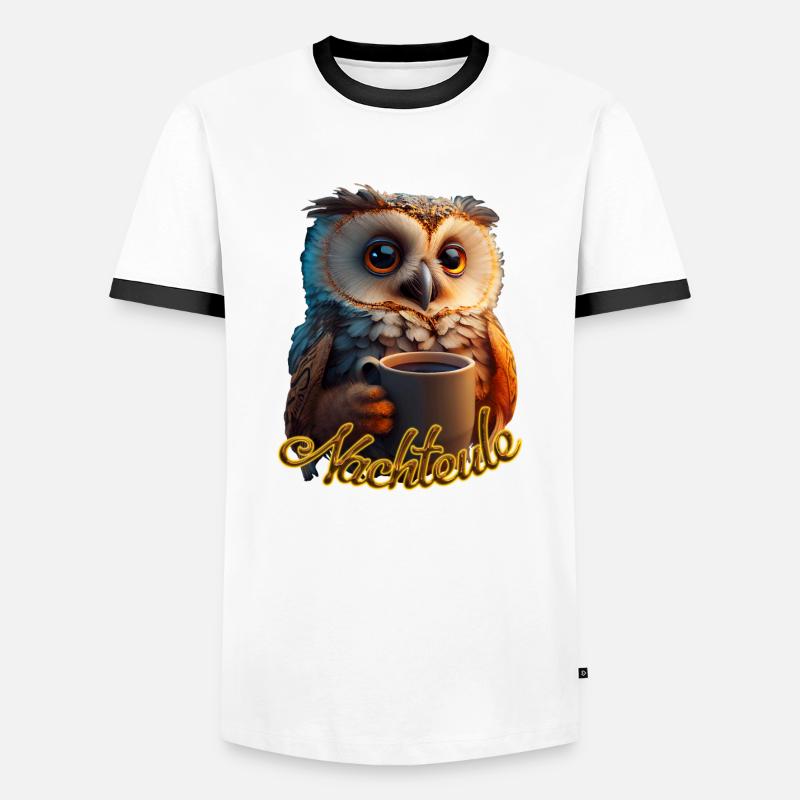 Nachteule - Männer Kontrast-T-Shirt - Weiß/Schwarz