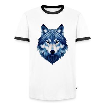 Wolf - Men's Ringer Shirt - white/black - Front - AI Model Female 172 light (172cm) & AI Model Male 178 dark (178cm)