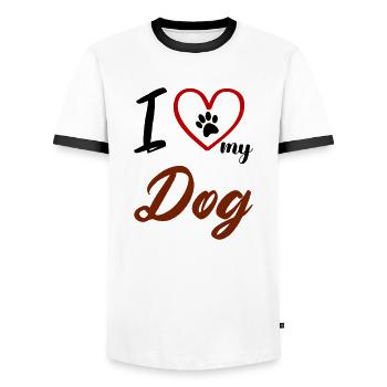 i love my dog 02 - Männer Kontrast-T-Shirt - Weiß/Schwarz - Vorne - AI Model Female 172 light (172cm) & AI Model Male 178 dark (178cm)