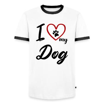 i love my dog 01 - Männer Kontrast-T-Shirt - Weiß/Schwarz - Vorne - AI Model Female 172 light (172cm) & AI Model Male 178 dark (178cm)