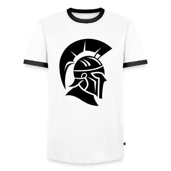 Sparta Spartan Warrior - Men's Ringer Shirt - white/black - Front - AI Model Female 172 light (172cm) & AI Model Male 178 dark (178cm)