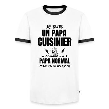 PAPA CUISINIER - T-shirt contrasté Homme - blanc/noir - Devant - AI Model Female 172 light (172cm) & AI Model Male 178 dark (178cm)