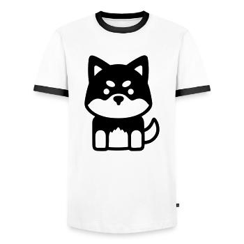 Bibiche - Men's Ringer Shirt - white/black - Front - AI Model Female 172 light (172cm) & AI Model Male 178 dark (178cm)