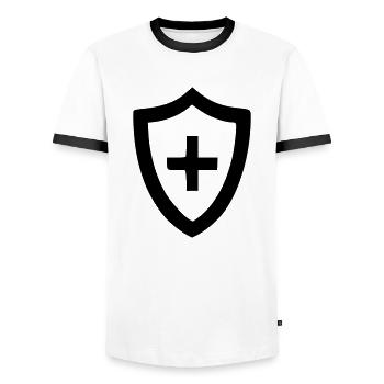 Health Shield - Men's Ringer Shirt - white/black - Front - AI Model Female 172 light (172cm) & AI Model Male 178 dark (178cm)
