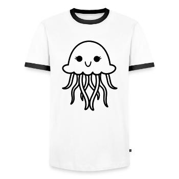 Jellyfish - Men's Ringer Shirt - white/black - Front - AI Model Female 172 light (172cm) & AI Model Male 178 dark (178cm)