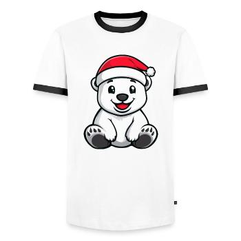 Polar Bear Christmas - Men's Ringer Shirt - white/black - Front - AI Model Female 172 light (172cm) & AI Model Male 178 dark (178cm)