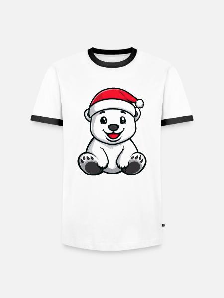 Polar Bear Christmas - Men's Ringer Shirt - white/black