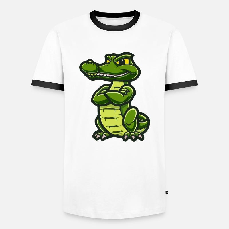 Alligator Comic - Männer Kontrast-T-Shirt - Weiß/Schwarz