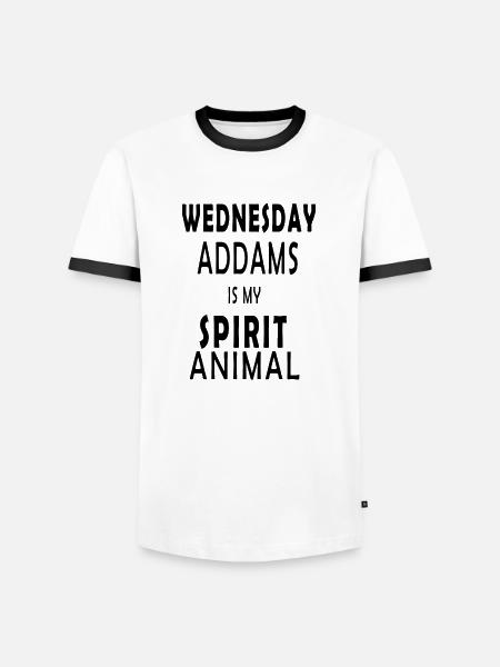 Mittwoch Addams ist mein Geistestier - Männer Kontrast-T-Shirt - Weiß/Schwarz