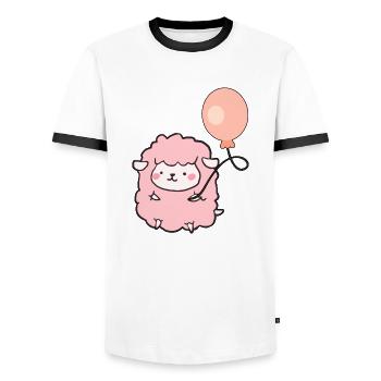Little Monster - Men's Ringer Shirt - white/black - Front - AI Model Female 172 light (172cm) & AI Model Male 178 dark (178cm)