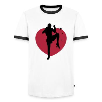 muay thai - Männer Kontrast-T-Shirt - Weiß/Schwarz - Vorne - AI Model Female 172 light (172cm) & AI Model Male 178 dark (178cm)