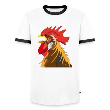 Hahn - Männer Kontrast-T-Shirt - Weiß/Schwarz - Vorne - AI Model Female 172 light (172cm) & AI Model Male 178 dark (178cm)