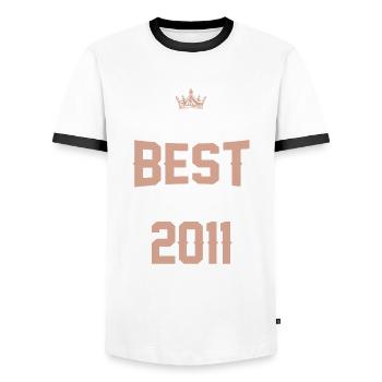 2011 best of - Männer Kontrast-T-Shirt - Weiß/Schwarz - Vorne - AI Model Female 172 light (172cm) & AI Model Male 178 dark (178cm)