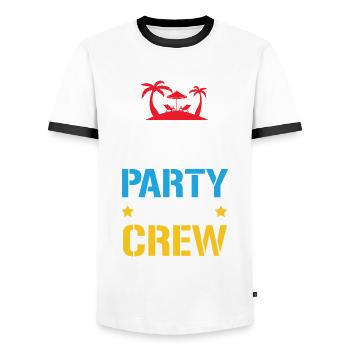 Ibiza Party Crew - Men's Ringer Shirt - white/black - Front - AI Model Female 172 light (172cm) & AI Model Male 178 dark (178cm)