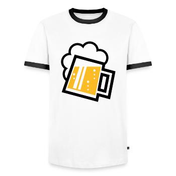 XBayrisches Original (2-farbig) - Männer Kontrast-T-Shirt - Weiß/Schwarz - Vorne - AI Model Female 172 light (172cm) & AI Model Male 178 dark (178cm)