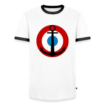 COCARDE MARINE - AS2010 - Men's Ringer Shirt - white/black - Front - AI Model Female 172 light (172cm) & AI Model Male 178 dark (178cm)