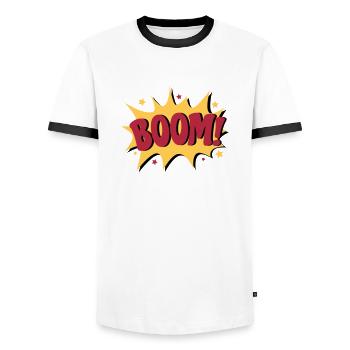 Boom - Männer Kontrast-T-Shirt - Weiß/Schwarz - Vorne - AI Model Female 172 light (172cm) & AI Model Male 178 dark (178cm)