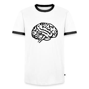 Gehirn - Männer Kontrast-T-Shirt - Weiß/Schwarz - Vorne - AI Model Female 172 light (172cm) & AI Model Male 178 dark (178cm)