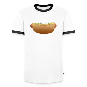 hotdog hamburger fast food cheeseburger4 - Männer Kontrast-T-Shirt - Weiß/Schwarz - Vorne - AI Model Female 172 light (172cm) & AI Model Male 178 dark (178cm)