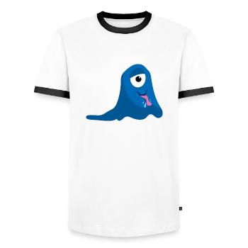 Blue One Eyed Monster - Men's Ringer Shirt - white/black - Front - AI Model Female 172 light (172cm) & AI Model Male 178 dark (178cm)
