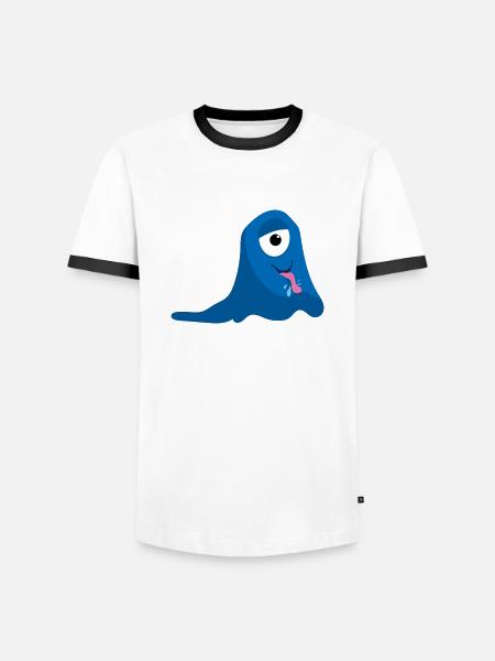 Blue One Eyed Monster - Men's Ringer Shirt - white/black
