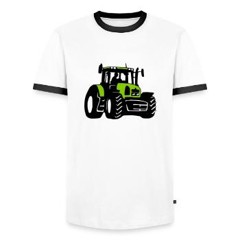Traktor (3 color) - Männer Kontrast-T-Shirt - Weiß/Schwarz - Vorne - AI Model Female 172 light (172cm) & AI Model Male 178 dark (178cm)